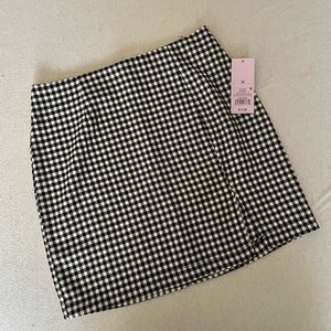 nwt black and white gingham mini skirt